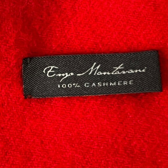 Enzo Mantovani 100% Cashmere Scarves Red /Black/Gray  Soft Luxurious Warm Fringe - Picture 4 of 14